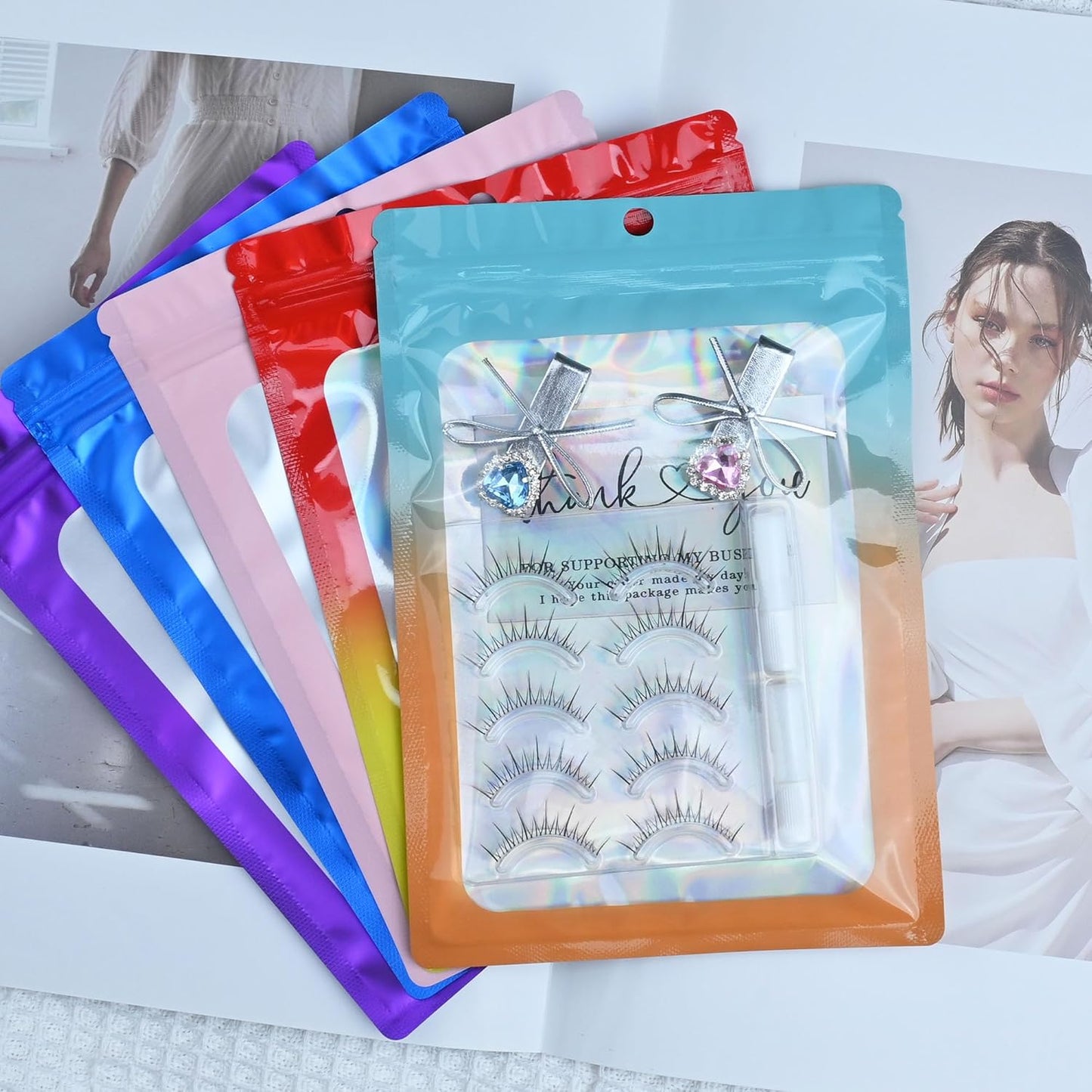 Resealable Mylar Pouch Bag Great for Office Home Party Favor Food Storage (100PCS, Red and Yellow Color, 2.4 x 4 inch)