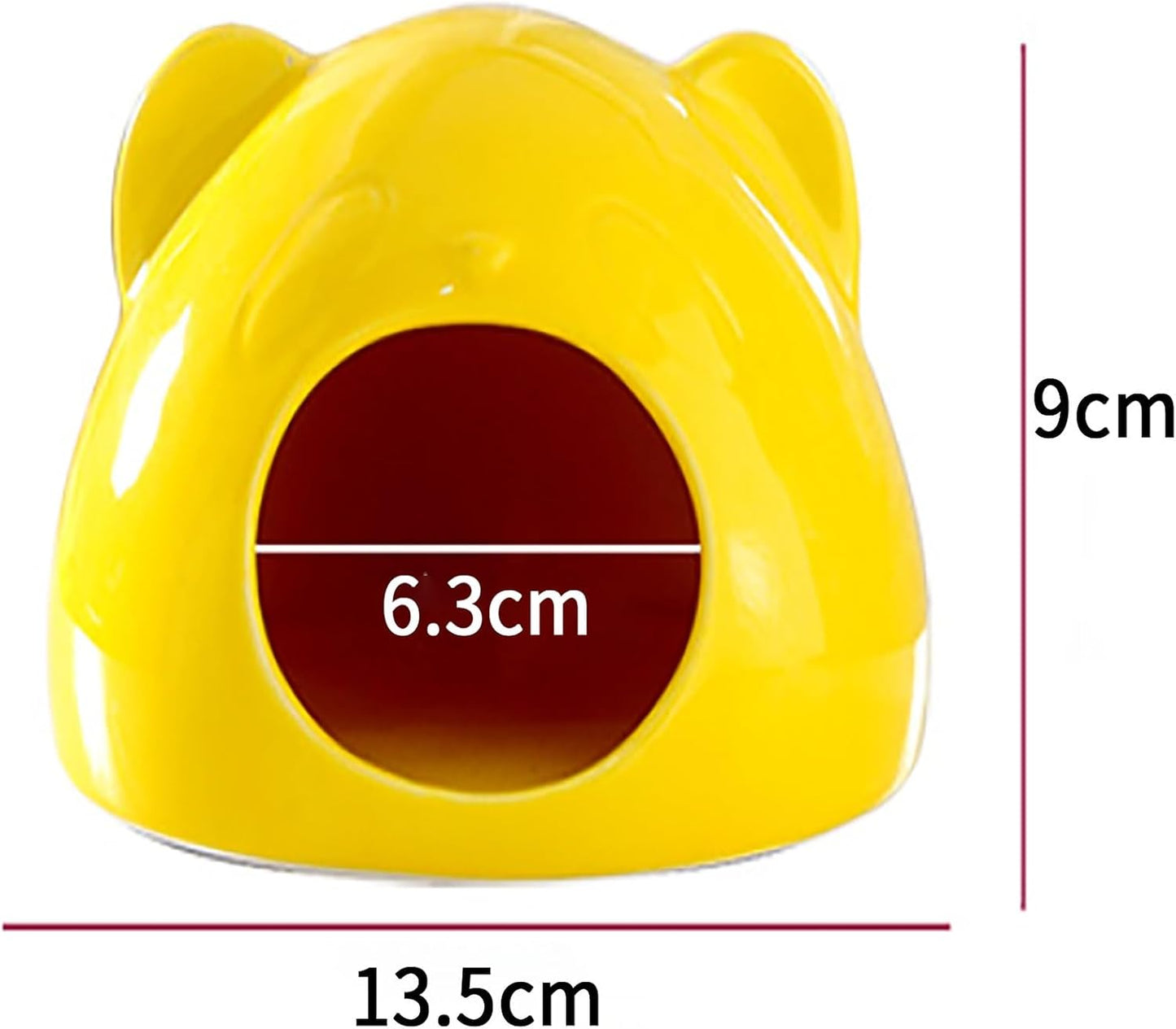 Panda-Shaped Ceramic Hamster Hideout, Summer Cooling Pet Cave, All-Season Smooth Easy-Clean Pet Shelter for Hamster, Gerbil, Guinea Pig(Yellow)