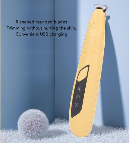 Dog Paws Trimmer with LED Light, Rechargeable Cordless Small Pet Hair Grooming Trimmer Dog Clippers, Portable Pet Grooming Kit for Paws, Eyes, Ears, Face, Rump (Yellow)