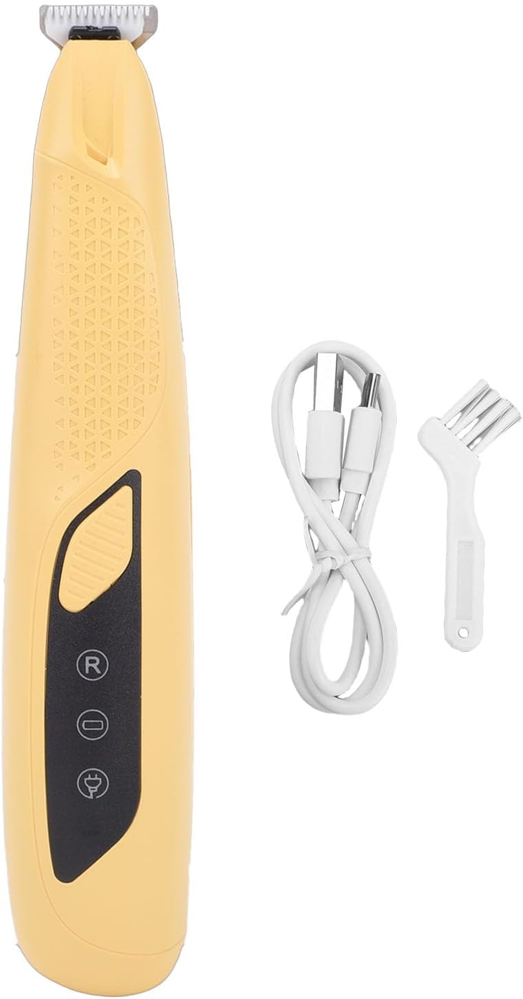 Dog Paws Trimmer with LED Light, Rechargeable Cordless Small Pet Hair Grooming Trimmer Dog Clippers, Portable Pet Grooming Kit for Paws, Eyes, Ears, Face, Rump (Yellow)