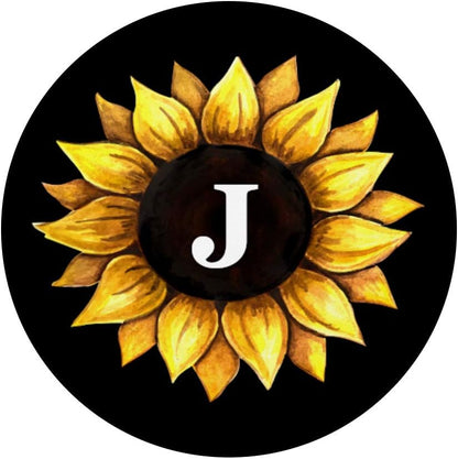 Floral Black Cell Phone Pop Up Holder Sunflower Initial J PopSockets PopGrip: Swappable Grip for Phones & Tablets