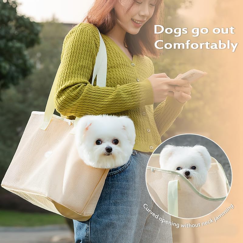 Breathable Mesh Cat Small Dog Purse Carrier Tote Bag for Small Dogs Pets Outdoor Pet Purse Carriers for Puppy Cat Small Dog Tote Soft-Sided Bag for Small Dogs Rabbits Cats Carrier Outcrop Bag