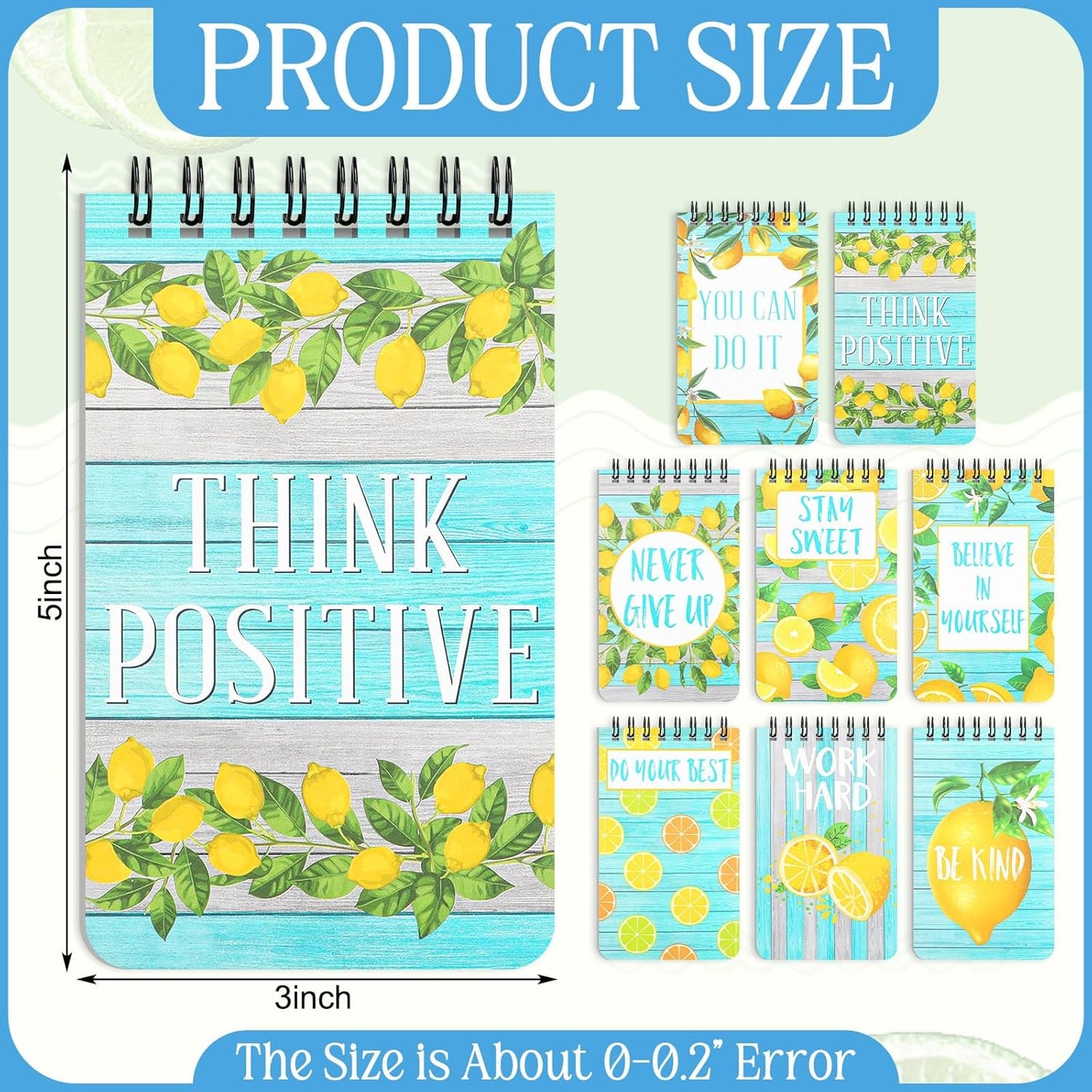 24 Pcs Lemon Party Favors 3 x 5'' Mini Lemon Pocket Notebooks Inspirational Spiral Notepad Motivational Journal Notebook Lesson Planner Back to School Classroom Decor Office Student Party Gift