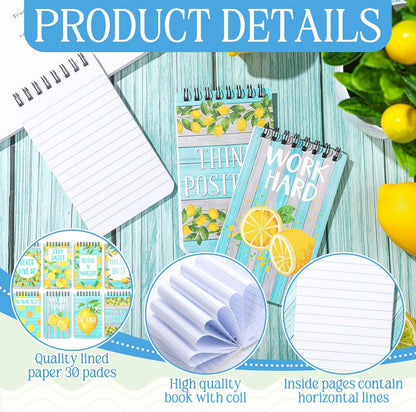 24 Pcs Lemon Party Favors 3 x 5'' Mini Lemon Pocket Notebooks Inspirational Spiral Notepad Motivational Journal Notebook Lesson Planner Back to School Classroom Decor Office Student Party Gift