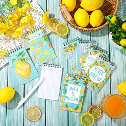 24 Pcs Lemon Party Favors 3 x 5'' Mini Lemon Pocket Notebooks Inspirational Spiral Notepad Motivational Journal Notebook Lesson Planner Back to School Classroom Decor Office Student Party Gift