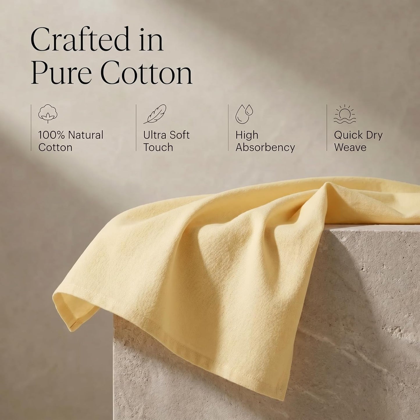 Urban Villa Kitchen Towels 100% Cotton Dish Towels for Kitchen(Set of 6)20”x30” Dish Cloths Highly Absorbent Kitchen Linen Set with Hanging Loop Perfect for Drying Dishes Cleaning Hand Towels – Yellow