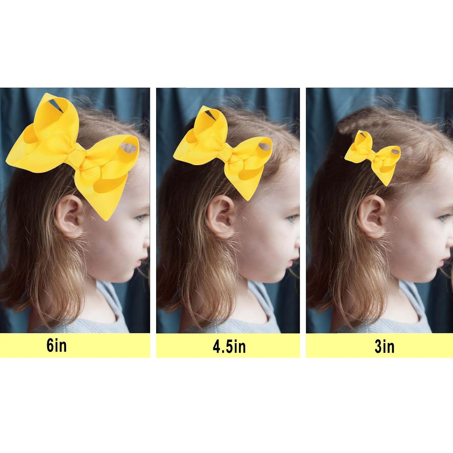 7 PCS Hair Accessories Set Hair Bows for Girls Grosgrain Ribbon Hair Bow Alligator Clips Hair Headband Bows Accessories for Baby Girls Toddlers(Yellow)