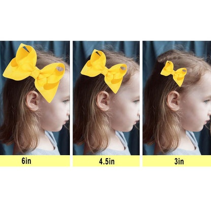 7 PCS Hair Accessories Set Hair Bows for Girls Grosgrain Ribbon Hair Bow Alligator Clips Hair Headband Bows Accessories for Baby Girls Toddlers(Yellow)