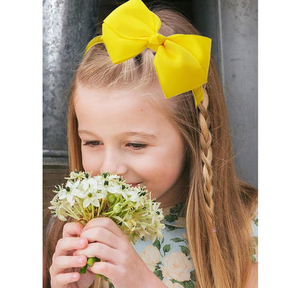 7 PCS Hair Accessories Set Hair Bows for Girls Grosgrain Ribbon Hair Bow Alligator Clips Hair Headband Bows Accessories for Baby Girls Toddlers(Yellow)