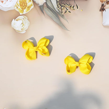 7 PCS Hair Accessories Set Hair Bows for Girls Grosgrain Ribbon Hair Bow Alligator Clips Hair Headband Bows Accessories for Baby Girls Toddlers(Yellow)