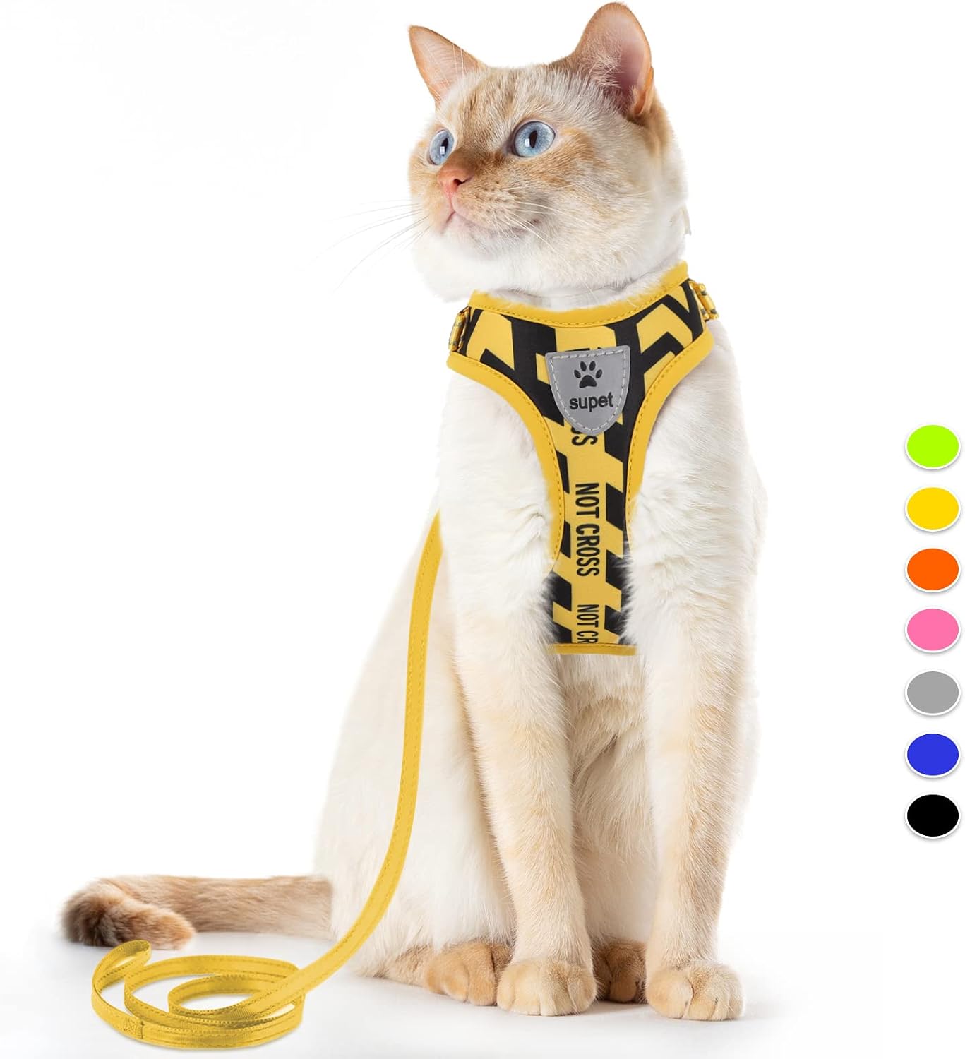 Cat Harness and Leash Escape Proof, Adjustable Cat Vest Harness and Leash Set for Walking, Pet Harness with Reflective Trim for Cats Kittens S（Chest:9.6-15.7''