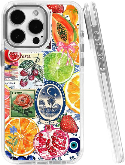 Magnetic Case for iPhone 15,[Compatible with MagSafe & Shockproof Protection],European Lemon Stamp Collage