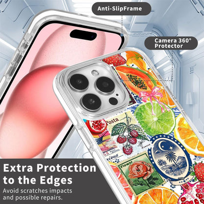 Magnetic Case for iPhone 15,[Compatible with MagSafe & Shockproof Protection],European Lemon Stamp Collage