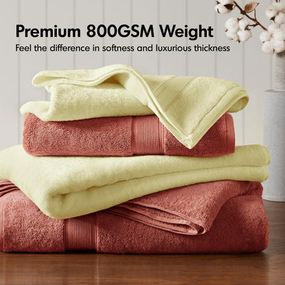 800GSM Bathroom Towel Set of 8 100% Cotton Bath Towel Set for Bathroom Luxurious Highly Absorbent 2 Bath Towels 2 Hand Towels 4 Washcloths Quick Dry Spa Quality Yellow