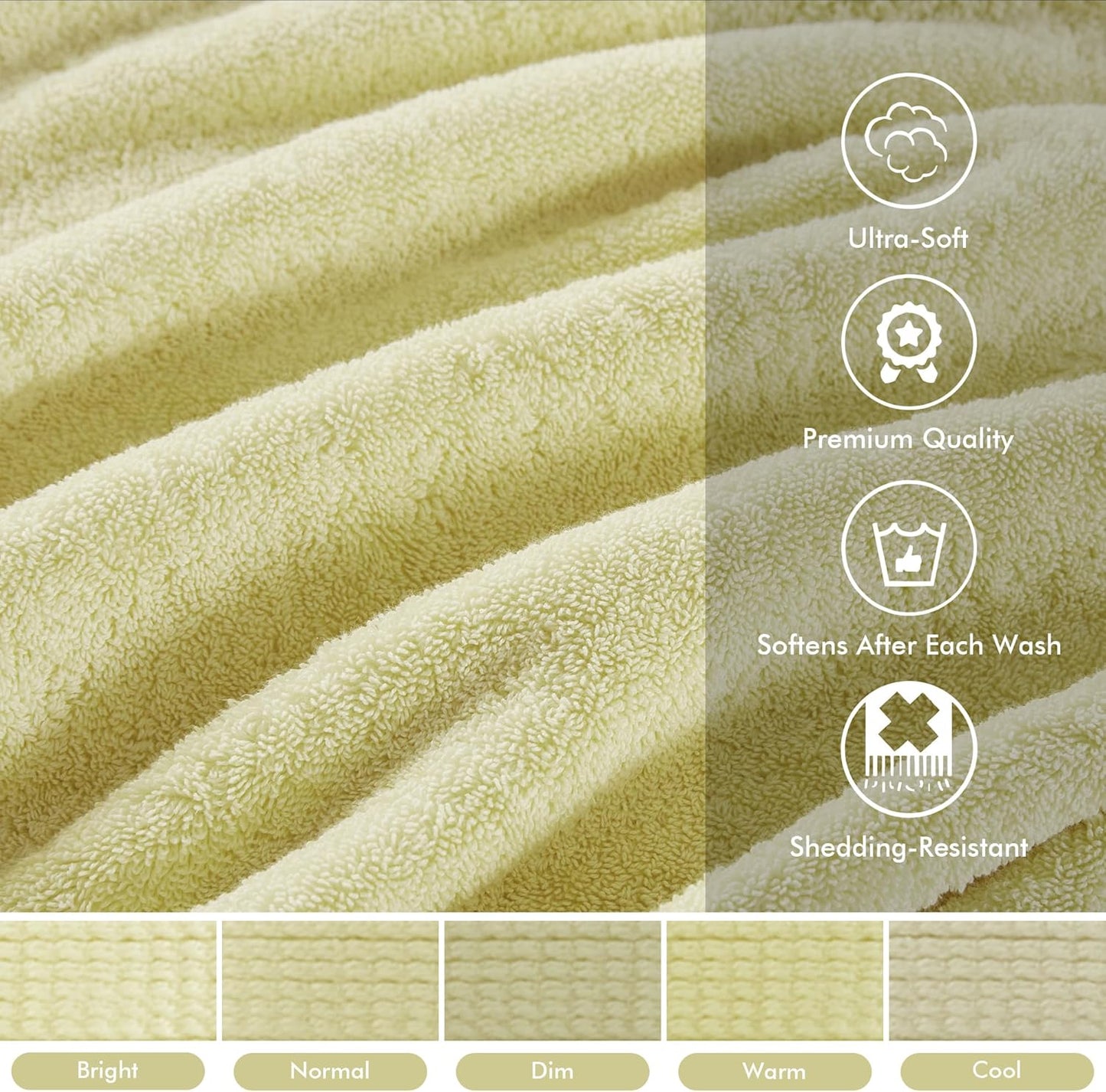 800GSM Bathroom Towel Set of 8 100% Cotton Bath Towel Set for Bathroom Luxurious Highly Absorbent 2 Bath Towels 2 Hand Towels 4 Washcloths Quick Dry Spa Quality Yellow