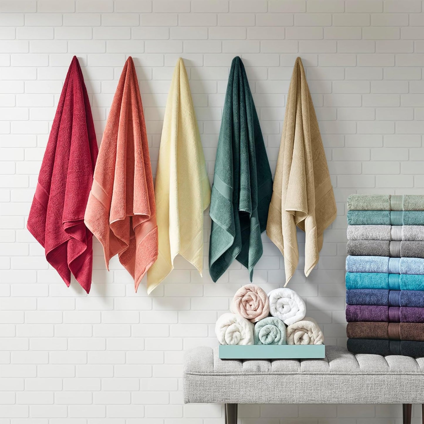 800GSM Bathroom Towel Set of 8 100% Cotton Bath Towel Set for Bathroom Luxurious Highly Absorbent 2 Bath Towels 2 Hand Towels 4 Washcloths Quick Dry Spa Quality Yellow