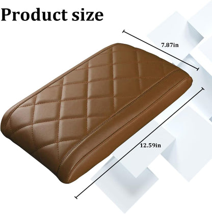 12.60 x 7.87 Inch Center Console Cover Memory Foam Pad Yellow | Napa leather surface, slow rebound memory cotton, soft elbow support, universal fit, automotive interior accessories