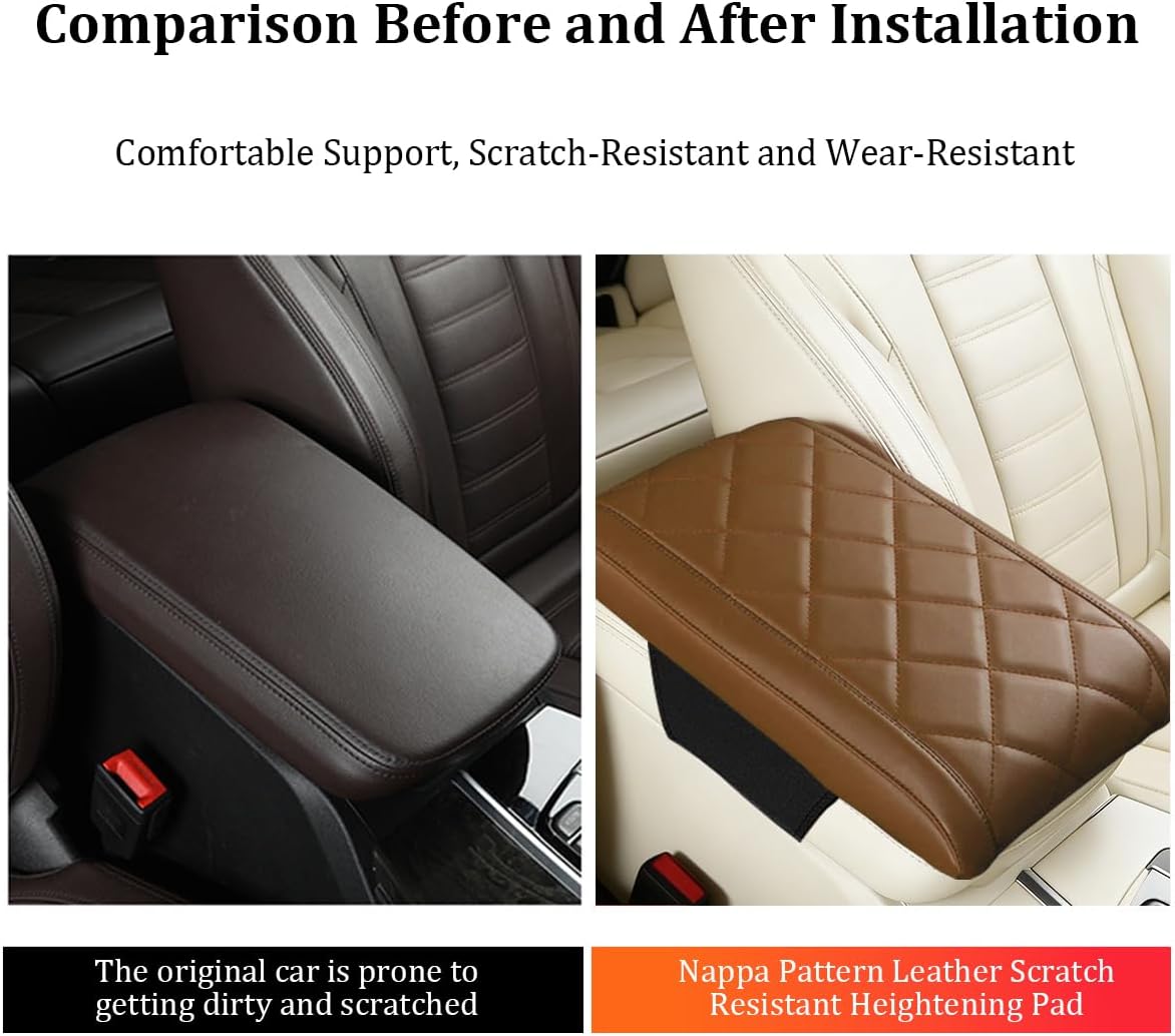 12.60 x 7.87 Inch Center Console Cover Memory Foam Pad Yellow | Napa leather surface, slow rebound memory cotton, soft elbow support, universal fit, automotive interior accessories