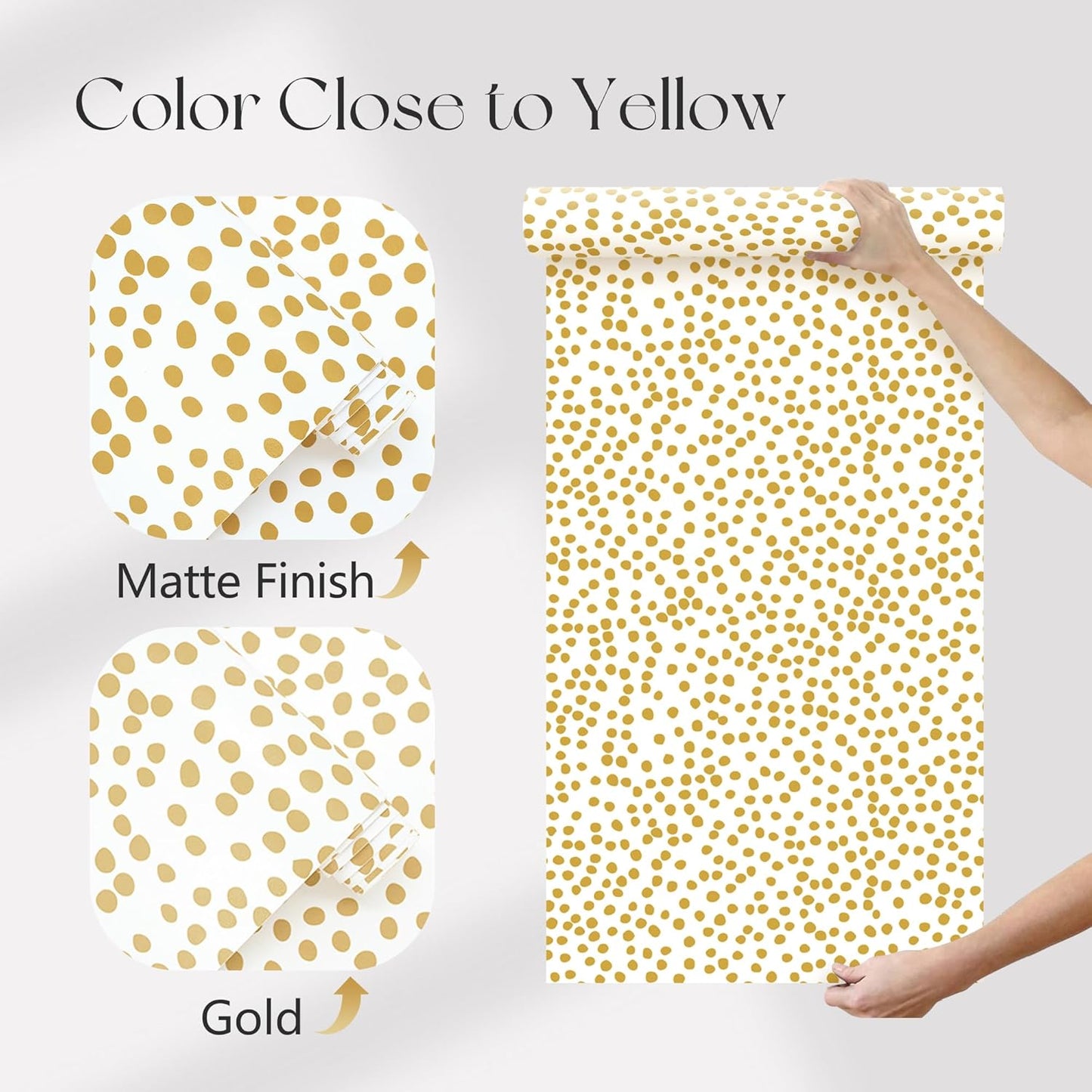 Yellow Polka Dot Wallpaper Yellow and White Peel and Stick Wallpaper 17.7”×118.1” Polka Dot Contact Paper Peel and Stick Self Adhesive Removable Wall Paper for Bathroom Decorative Vinyl