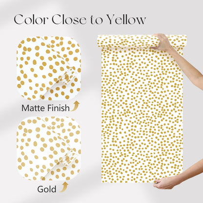 Yellow Polka Dot Wallpaper Yellow and White Peel and Stick Wallpaper 17.7”×118.1” Polka Dot Contact Paper Peel and Stick Self Adhesive Removable Wall Paper for Bathroom Decorative Vinyl