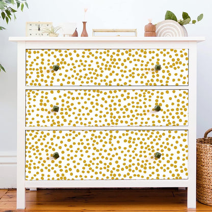 Yellow Polka Dot Wallpaper Yellow and White Peel and Stick Wallpaper 17.7”×118.1” Polka Dot Contact Paper Peel and Stick Self Adhesive Removable Wall Paper for Bathroom Decorative Vinyl