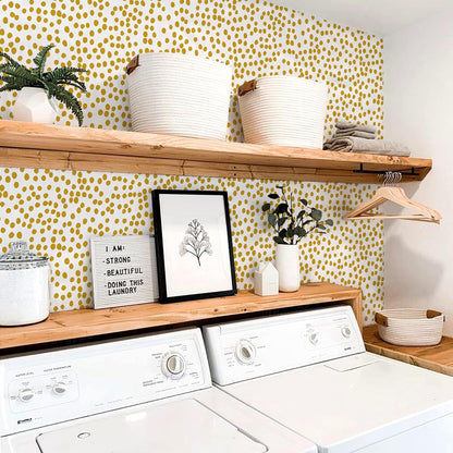 Yellow Polka Dot Wallpaper Yellow and White Peel and Stick Wallpaper 17.7”×118.1” Polka Dot Contact Paper Peel and Stick Self Adhesive Removable Wall Paper for Bathroom Decorative Vinyl