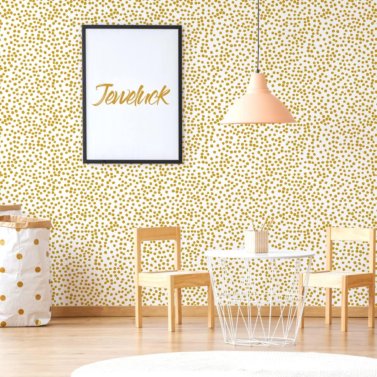Yellow Polka Dot Wallpaper Yellow and White Peel and Stick Wallpaper 17.7”×118.1” Polka Dot Contact Paper Peel and Stick Self Adhesive Removable Wall Paper for Bathroom Decorative Vinyl