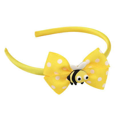 Cute Bee Headbands Yellow Bow Hairband White Polka Dots Hair Hoop Headpiece Hair Accessories for Birthday Summer Theme Party Festival Supplies (bee)