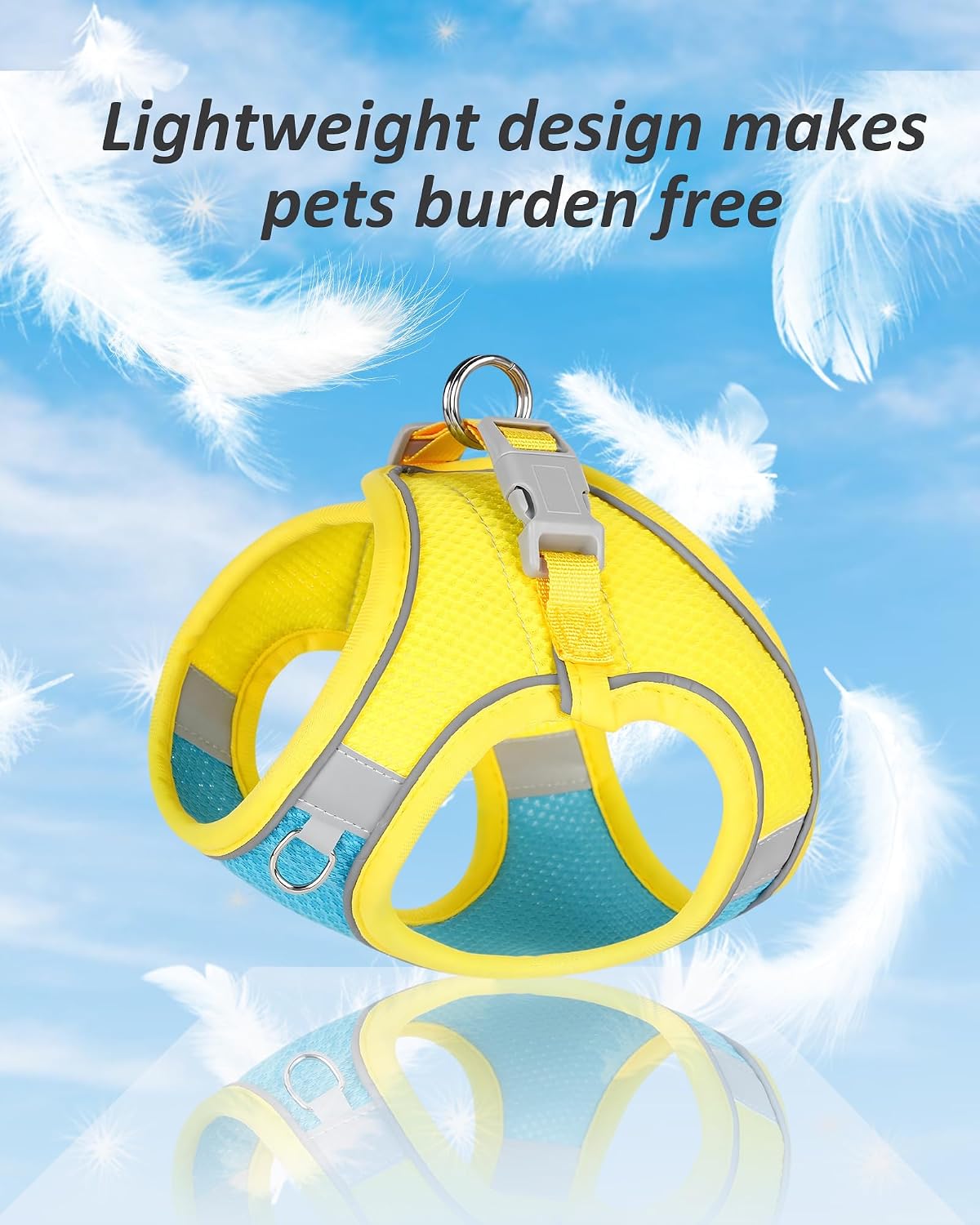 Dog Harness for Small Medium Dogs No Pull, Puppy Harness and Leash Set, Puppy Harness for Small Dogs, Step in Harness for Small Dogs, Small Dog Harness, mesh Dog Harness. (Blue Yellow, S)