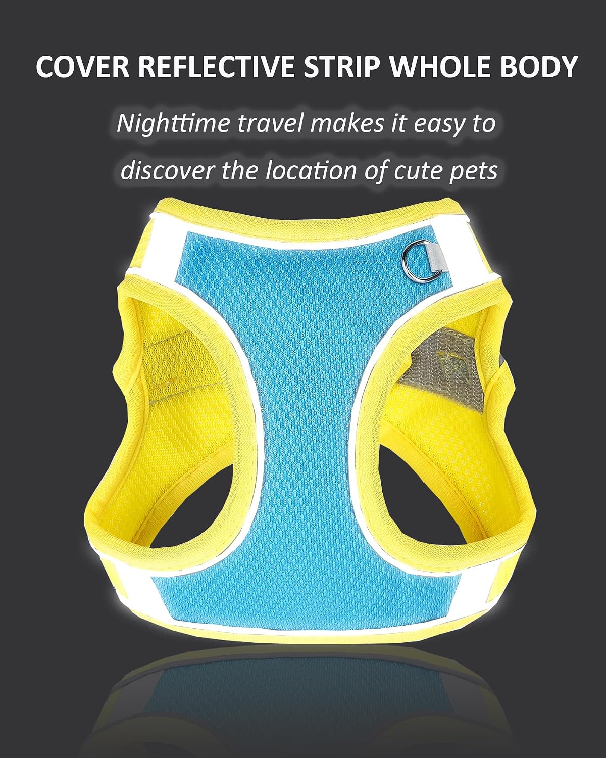 Dog Harness for Small Medium Dogs No Pull, Puppy Harness and Leash Set, Puppy Harness for Small Dogs, Step in Harness for Small Dogs, Small Dog Harness, mesh Dog Harness. (Blue Yellow, S)