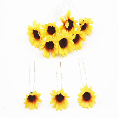 Sunflower Hair Clips Yellow Hair Accessories for Women Bridal,10PCS | Crafted For Weddings. Perfect For Bridesmaids To Style Woven Headbands Or Dresses. Adds Sunny Charm To Any Outfit