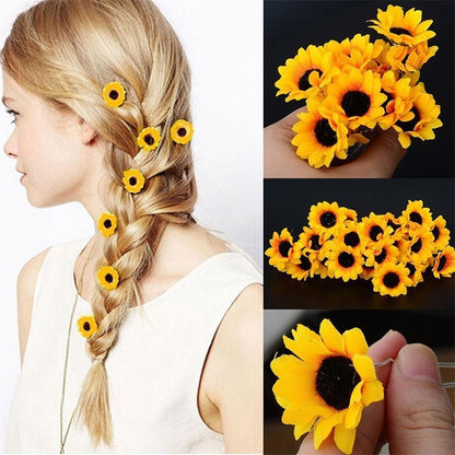 Sunflower Hair Clips Yellow Hair Accessories for Women Bridal,10PCS | Crafted For Weddings. Perfect For Bridesmaids To Style Woven Headbands Or Dresses. Adds Sunny Charm To Any Outfit