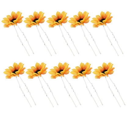 Sunflower Hair Clips Yellow Hair Accessories for Women Bridal,10PCS | Crafted For Weddings. Perfect For Bridesmaids To Style Woven Headbands Or Dresses. Adds Sunny Charm To Any Outfit