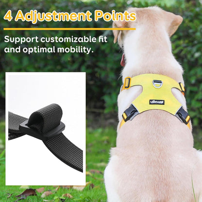 Dog Harness, Easy Walk Pet Harness No Pull with 2 Leash Clips, Reflective Running Soft Padded Adjustable Puppy Vest, Heavy Duty Seatbelt Harness for Car for Small Dogs (Yellow, XL)