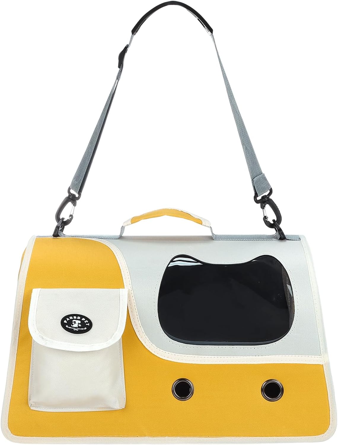 Soft-Sided Cat Carrier, Ventilation Mesh, Travel Pet Carrier Breathable Small Dog Carrying Case Up to 16.5 lbs (Yellow), Intended for Hiking/Camping/Traveling