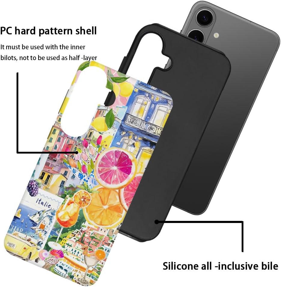 Case for Samsung Galaxy S26,Military-Grade Protection Cover,Lemon Collage Summer（Frosted）
