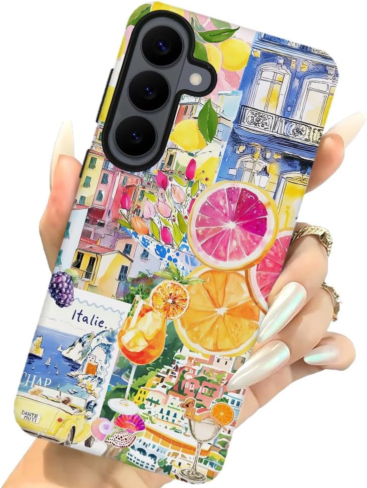 Case for Samsung Galaxy S26,Military-Grade Protection Cover,Lemon Collage Summer（Frosted）