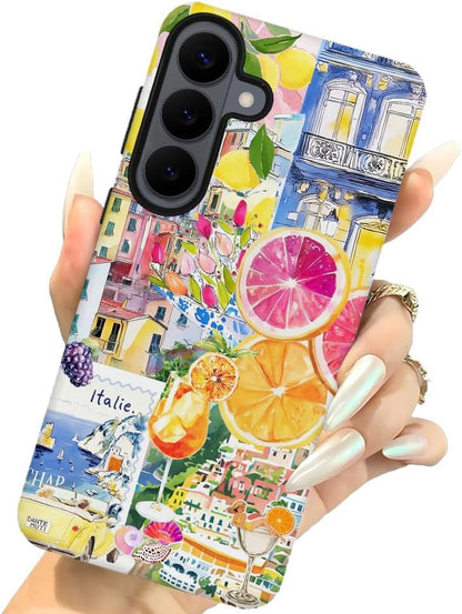 Case for Samsung Galaxy S26,Military-Grade Protection Cover,Lemon Collage Summer（Frosted）
