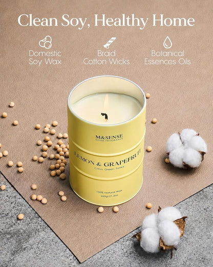 Lemon Candle Large for Home Scented, Lemon Soy Candles 21.2oz 120 Hour Slow Burning, Highly Scented Limoncello Grapefruit Citrus Candles for Bathroom, Fresh Smelling Candle