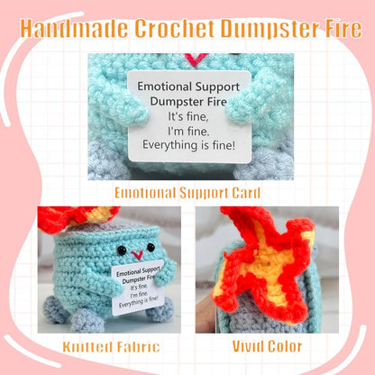Handmade Crochet Dumpster Fire Plush – Stress Relief Amigurumi for Adults & Teens, Funny Desk Décor, Emotional Support Gift for Coworkers, College Students, Roommates (Yellow)