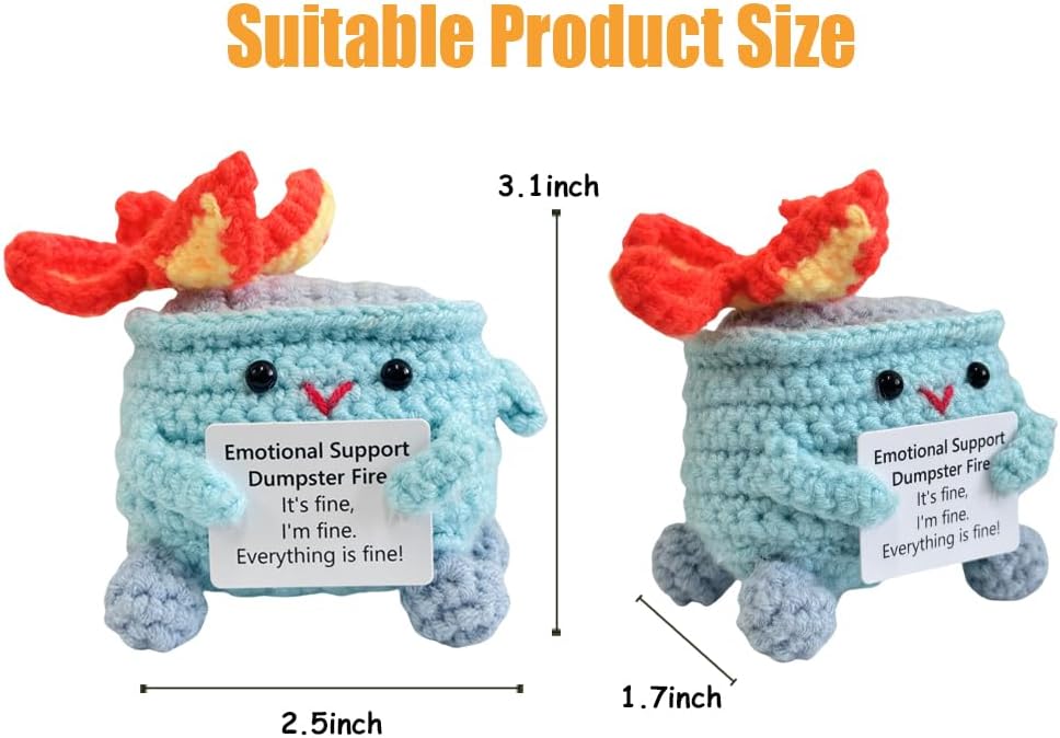 Handmade Crochet Dumpster Fire Plush – Stress Relief Amigurumi for Adults & Teens, Funny Desk Décor, Emotional Support Gift for Coworkers, College Students, Roommates (Yellow)
