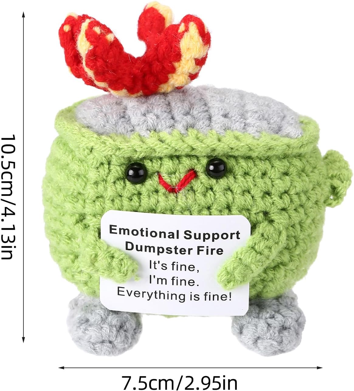 Handmade Crochet Dumpster Fire Plush – Stress Relief Amigurumi for Adults & Teens, Funny Desk Décor, Emotional Support Gift for Coworkers, College Students, Roommates (Yellow)