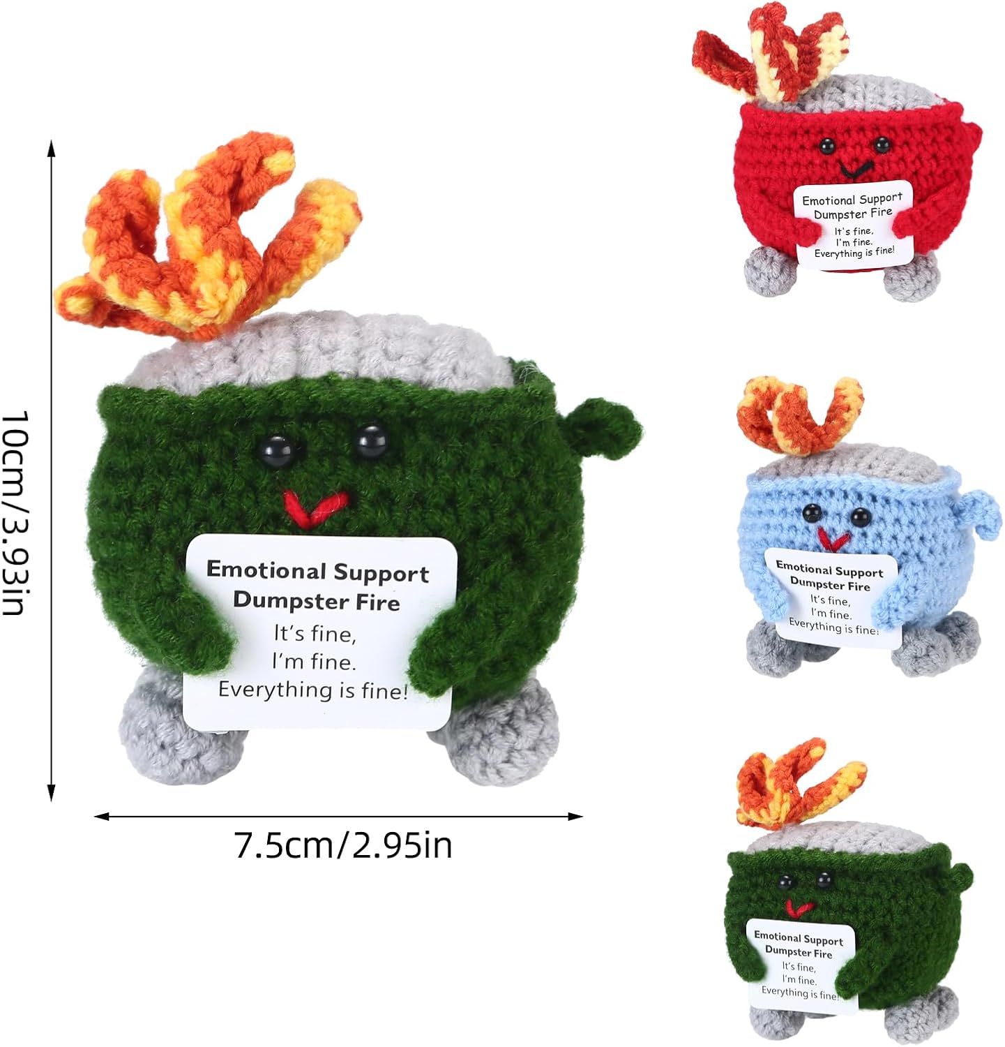 Handmade Crochet Dumpster Fire Plush – Stress Relief Amigurumi for Adults & Teens, Funny Desk Décor, Emotional Support Gift for Coworkers, College Students, Roommates (Yellow)