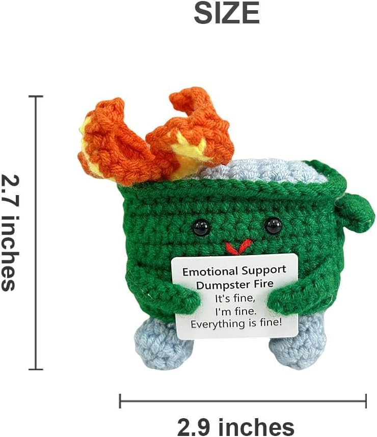 Handmade Crochet Dumpster Fire Plush – Stress Relief Amigurumi for Adults & Teens, Funny Desk Décor, Emotional Support Gift for Coworkers, College Students, Roommates (Yellow)
