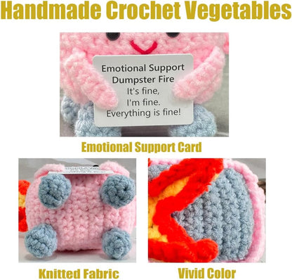 Handmade Crochet Dumpster Fire Plush – Stress Relief Amigurumi for Adults & Teens, Funny Desk Décor, Emotional Support Gift for Coworkers, College Students, Roommates (Yellow)