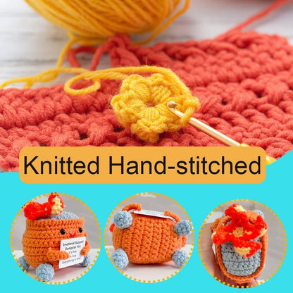 Handmade Crochet Dumpster Fire Plush – Stress Relief Amigurumi for Adults & Teens, Funny Desk Décor, Emotional Support Gift for Coworkers, College Students, Roommates (Yellow)