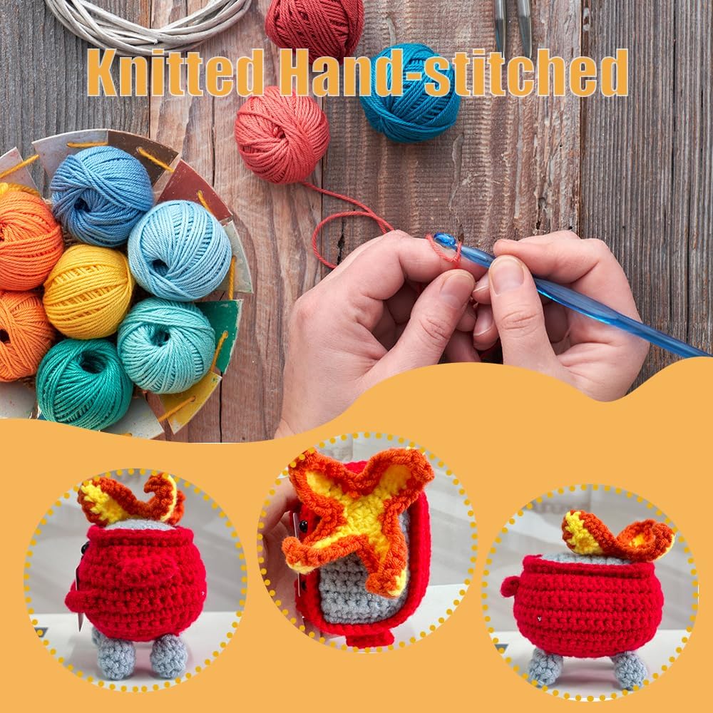 Handmade Crochet Dumpster Fire Plush – Stress Relief Amigurumi for Adults & Teens, Funny Desk Décor, Emotional Support Gift for Coworkers, College Students, Roommates (Yellow)