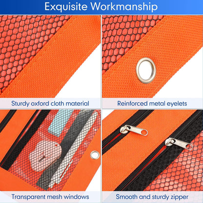 48 Pack Pencil Pouch for 3 Ring Binder Mesh Zipper Pencil Case Bags Binder Pouches Bulk for School Writing Utensils Storage Supplies (Red,Orange,Yellow,Green,Aqua,Purple)