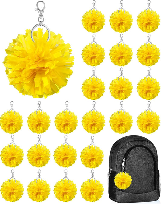 Cheer Pom Pom Keychain Cheerleader Gifts Cheerleading Keyring Charm Foil with Keychain Hooks for Women Accessories