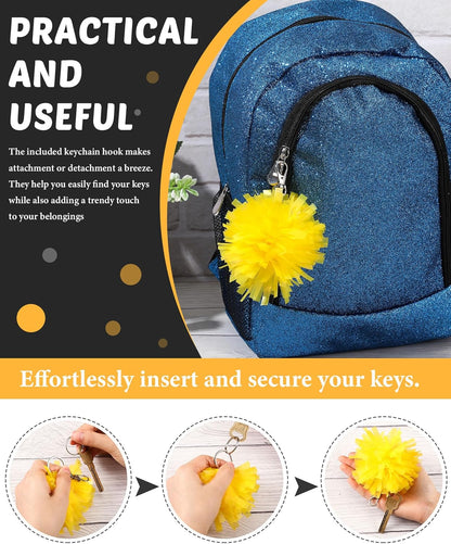 Cheer Pom Pom Keychain Cheerleader Gifts Cheerleading Keyring Charm Foil with Keychain Hooks for Women Accessories